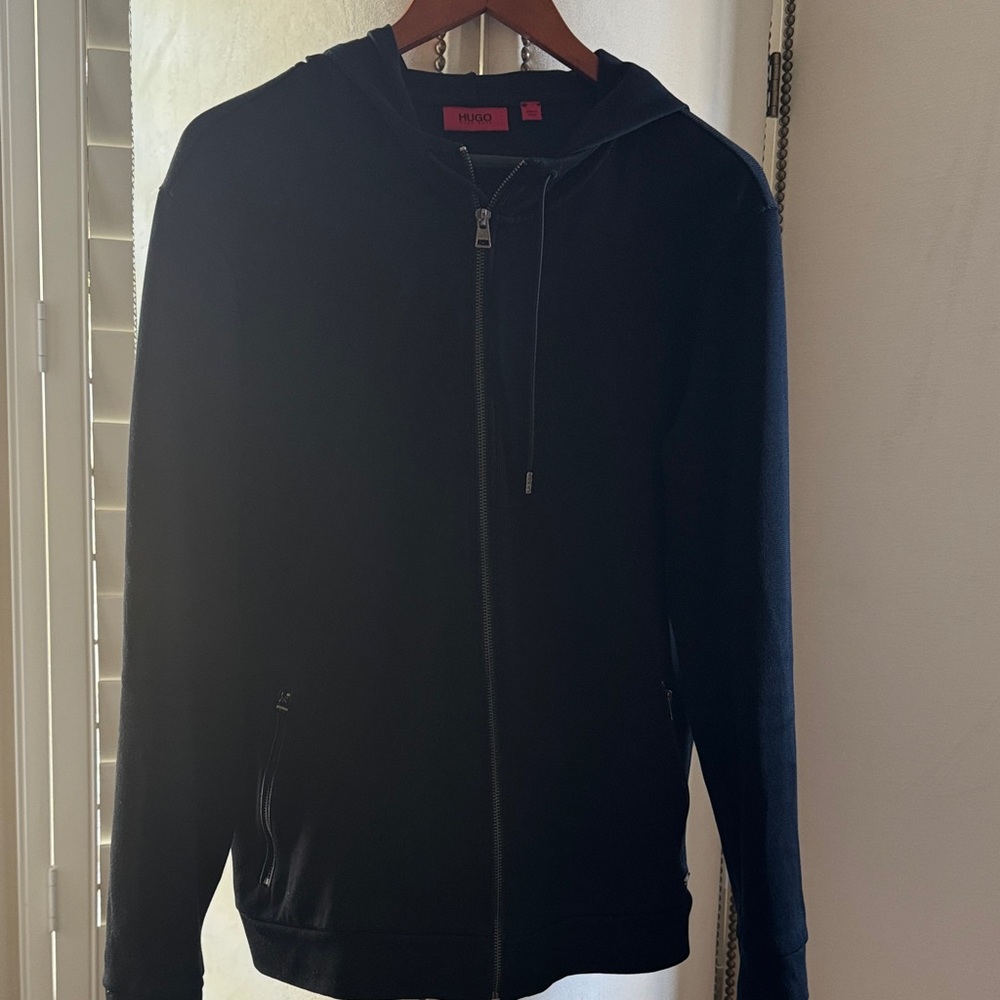 HUGO Men's Black Zip-Up Sweater